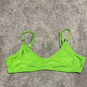 aerie Ribbed Scoop Bikini Top - Lime Green